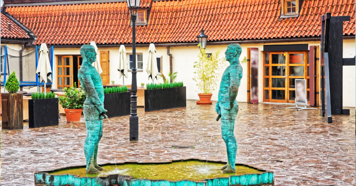 David Černý's sculpture Piss (2004)